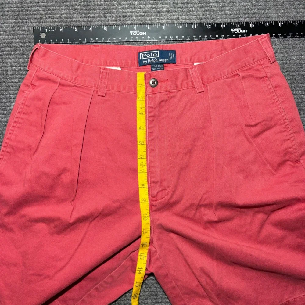 Polo Ralph Lauren‎ Tyler Short Mens 34 Pink Coral Pleated Classic Chino Cotton